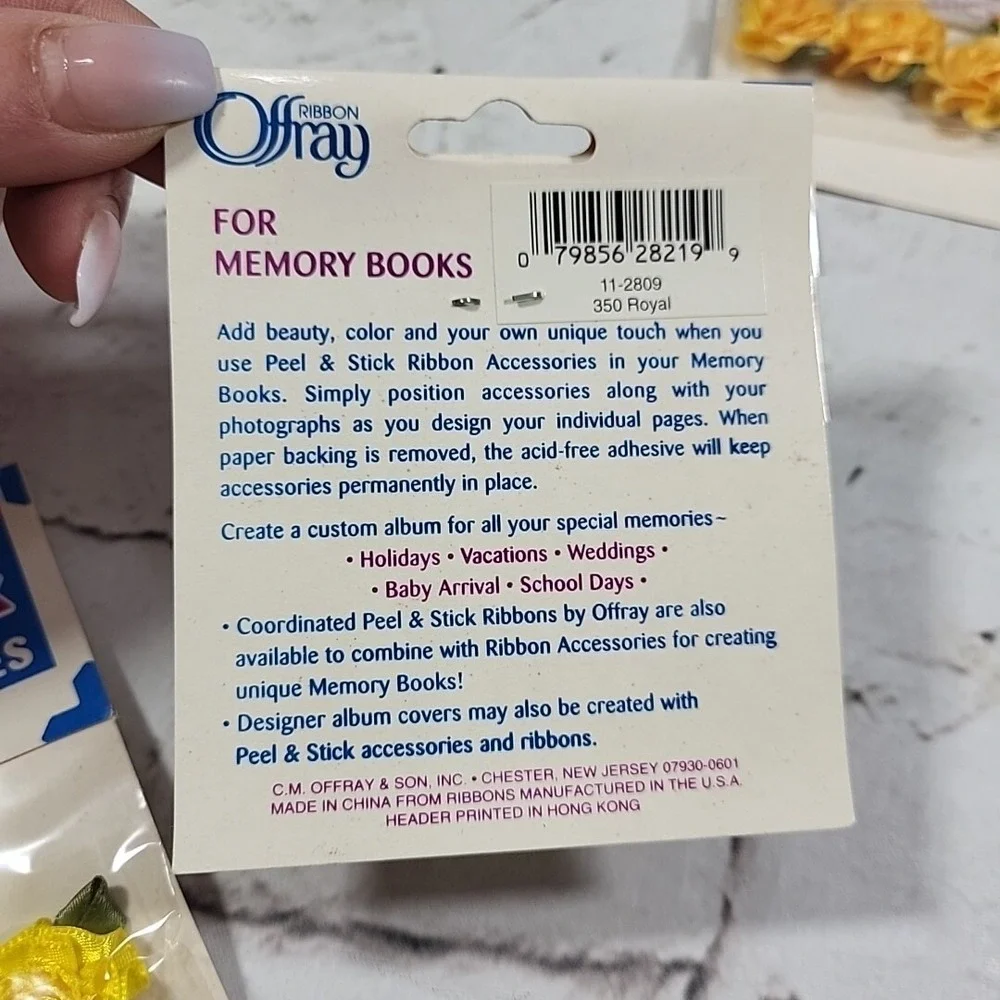 Vintage Peel & Stick Ribbon Roses‎ Lot Of 5 Packs Yellow Blue Orange Crafts